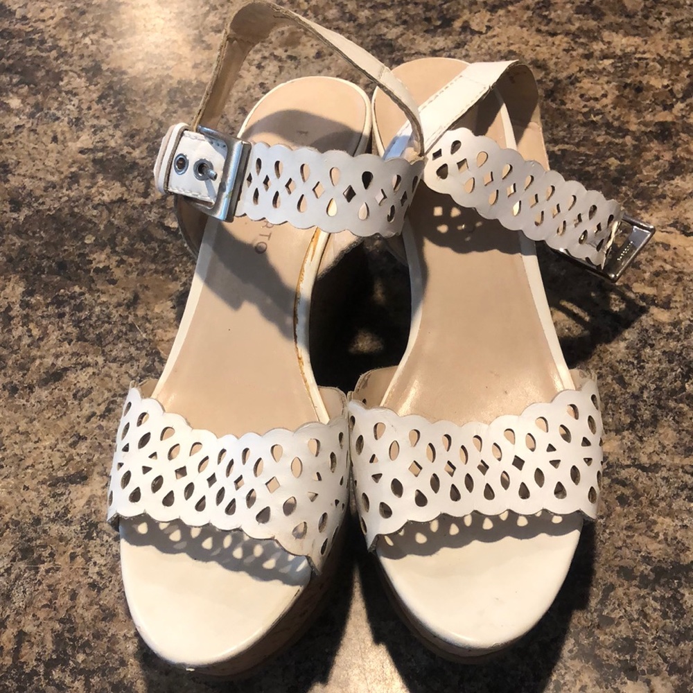 Franco Sarto white wedge sandals